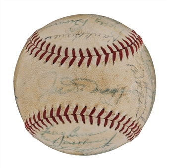 1948 New York Yankees Team Signed Ball with 23 Signatures With DiMaggio and  Berra (JSA LOA)